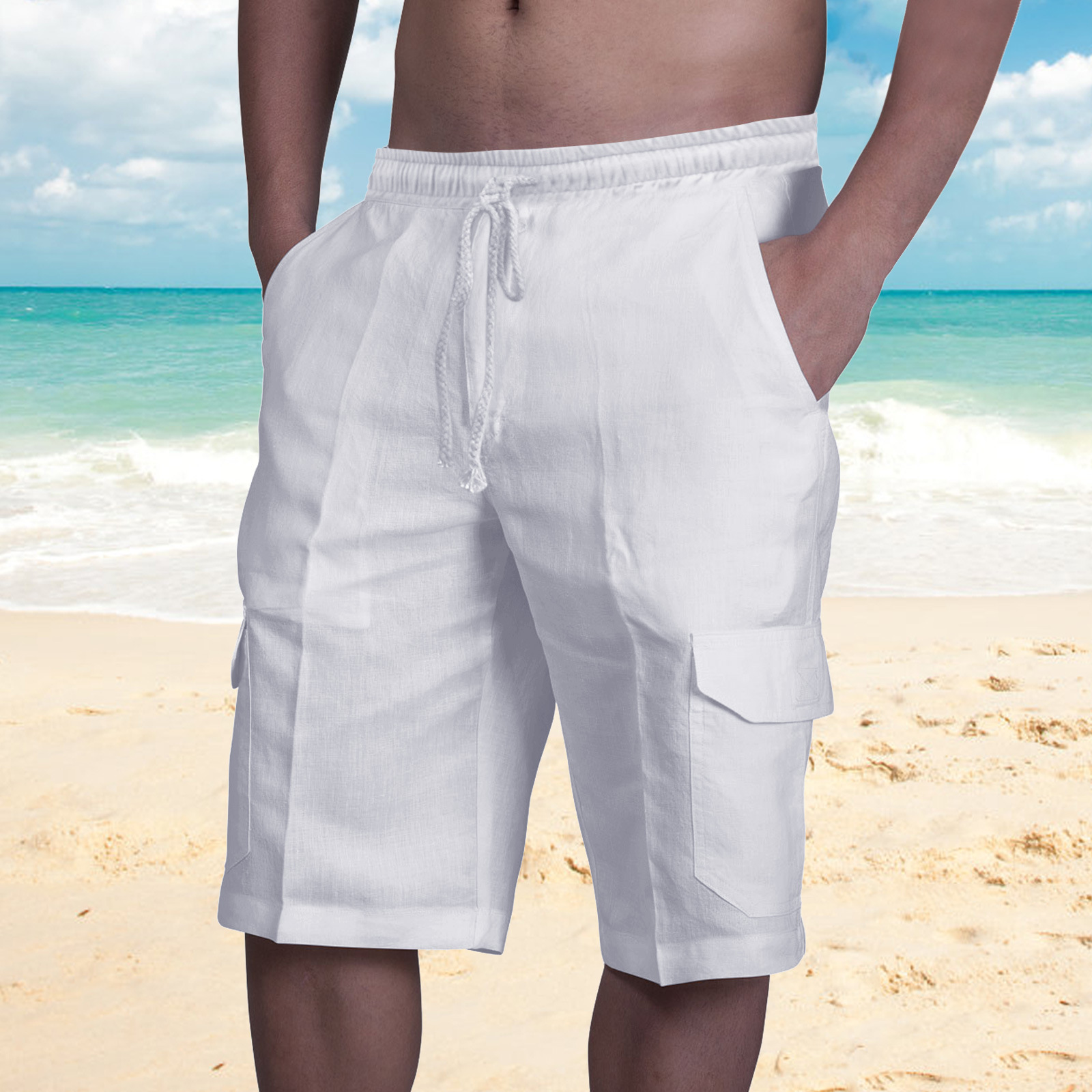 Men's Beach Overalls with Drawstring Pockets 24