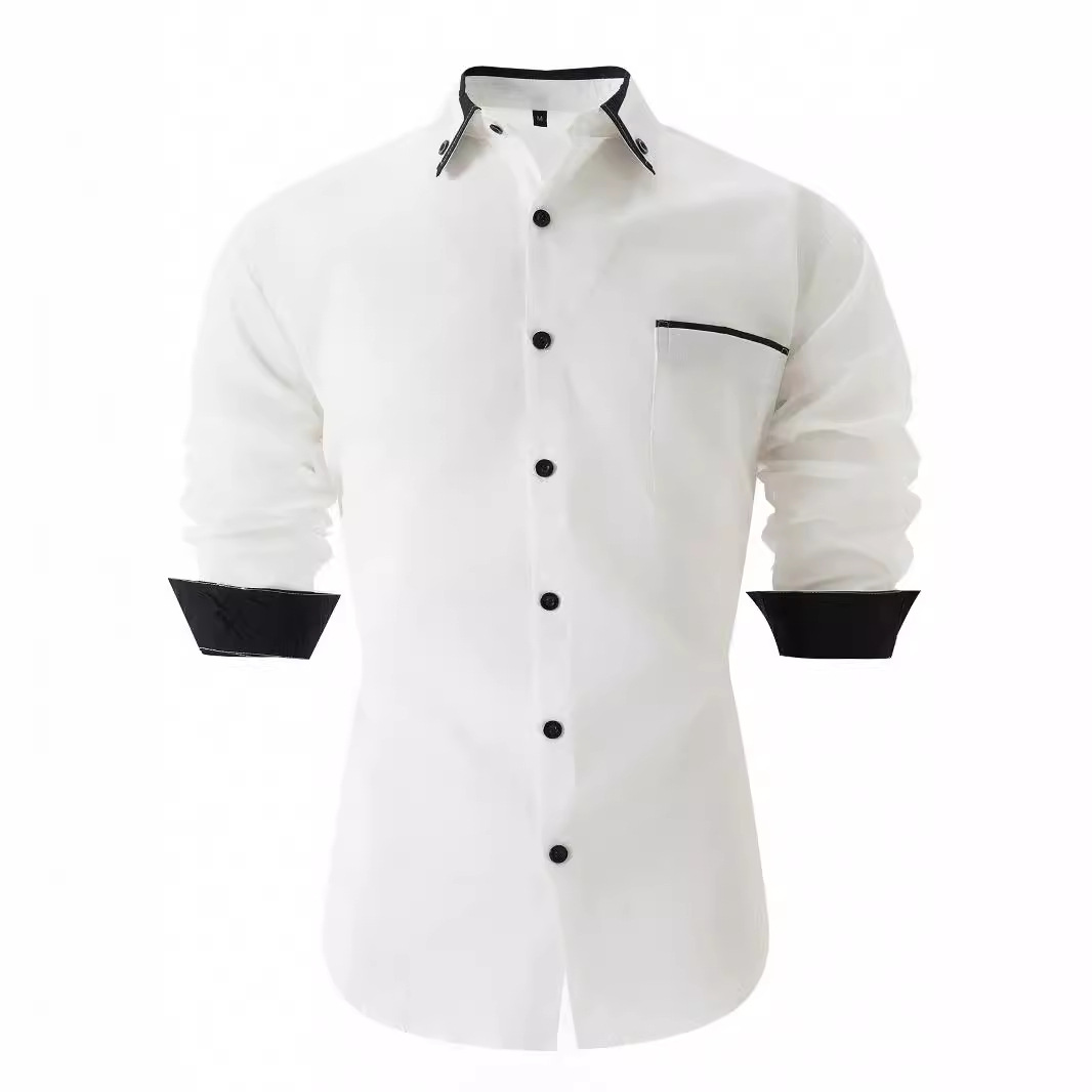 Men's business casual colorblock loose long-sleeved shirt 36