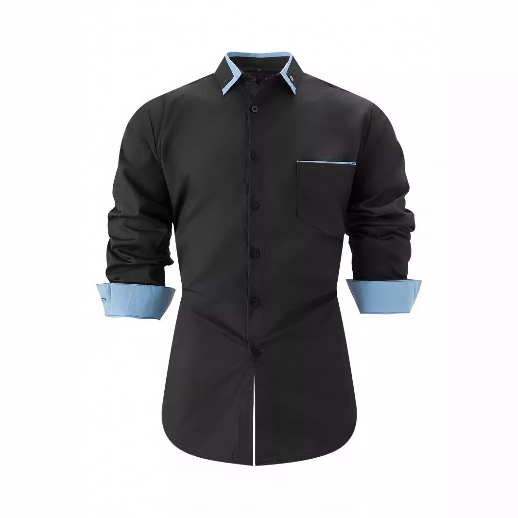 Men's business casual colorblock loose long-sleeved shirt 36