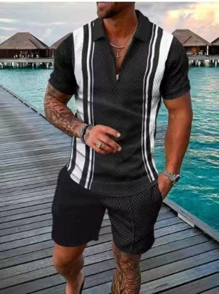 Men's new casual lapel shirt short sleeve suit 11