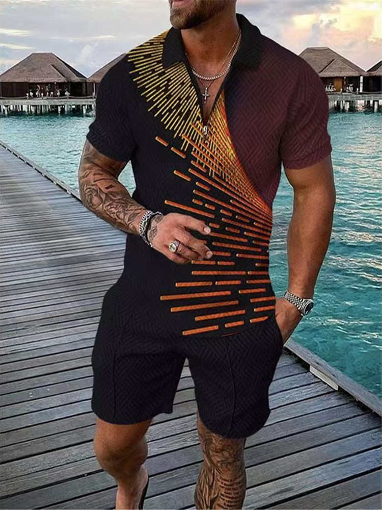 Men's new casual lapel shirt short sleeve suit 11