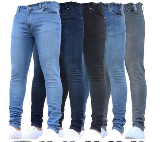 Men's new solid color skinny jeans 18