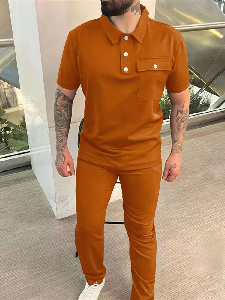 Men's pocket casual trendy sports suit 9