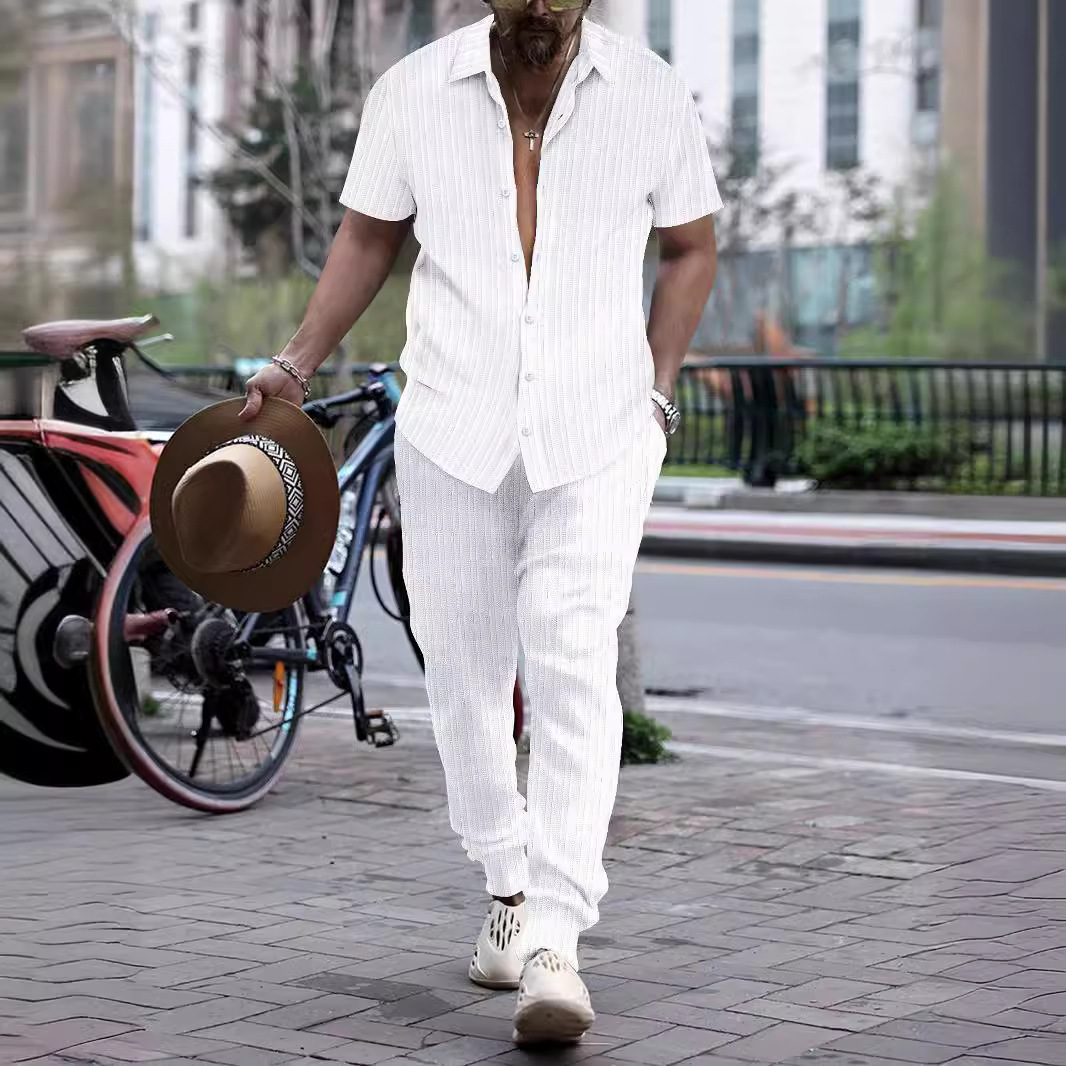 Men's shirt, casual loose short-sleeved trousers, beachwear 8 01