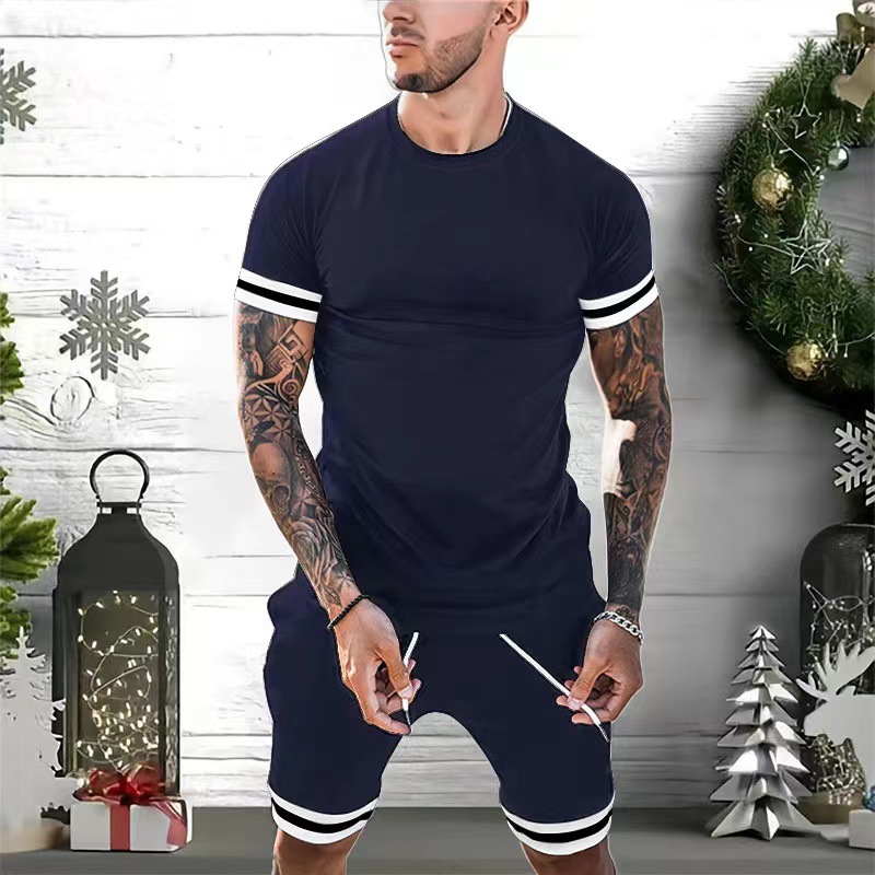 Short-sleeved shorts two-piece sports casual youth suit 12