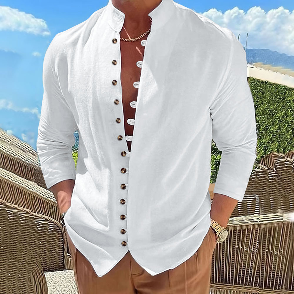 Men's autumn retro loose long-sleeved shirt 33 01