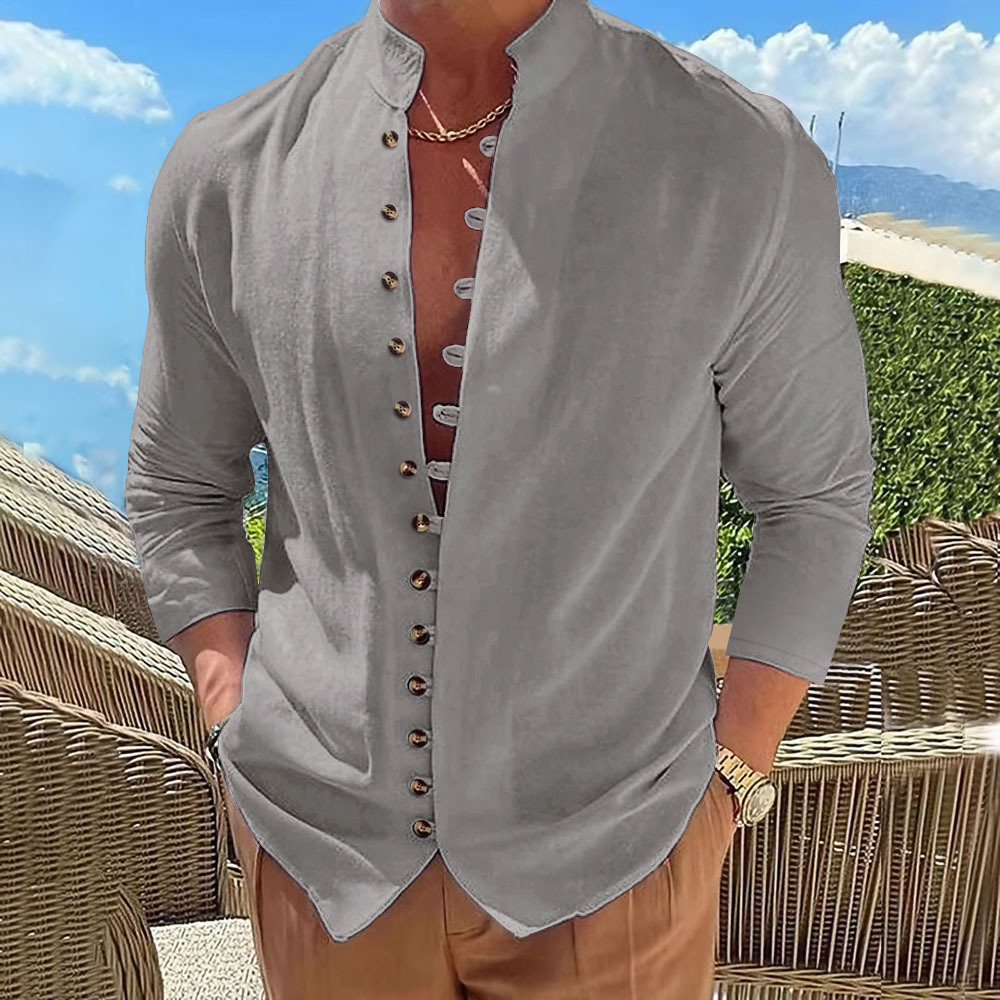 Men's autumn retro loose long-sleeved shirt 33