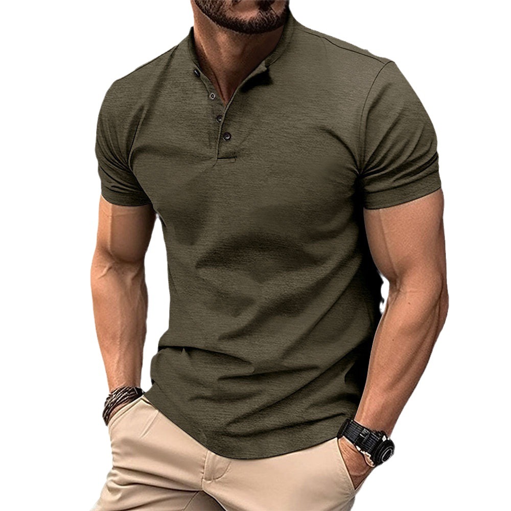 Men's Button Henley Sport Polo Shirt 57