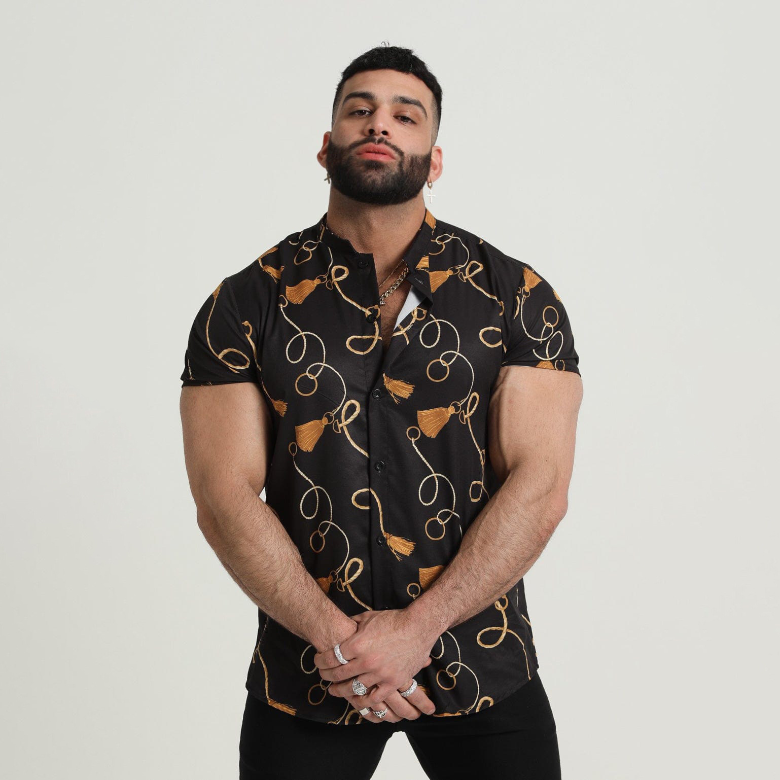 Men's Geometric 3D Printed Floral Short Sleeve Shirt 41