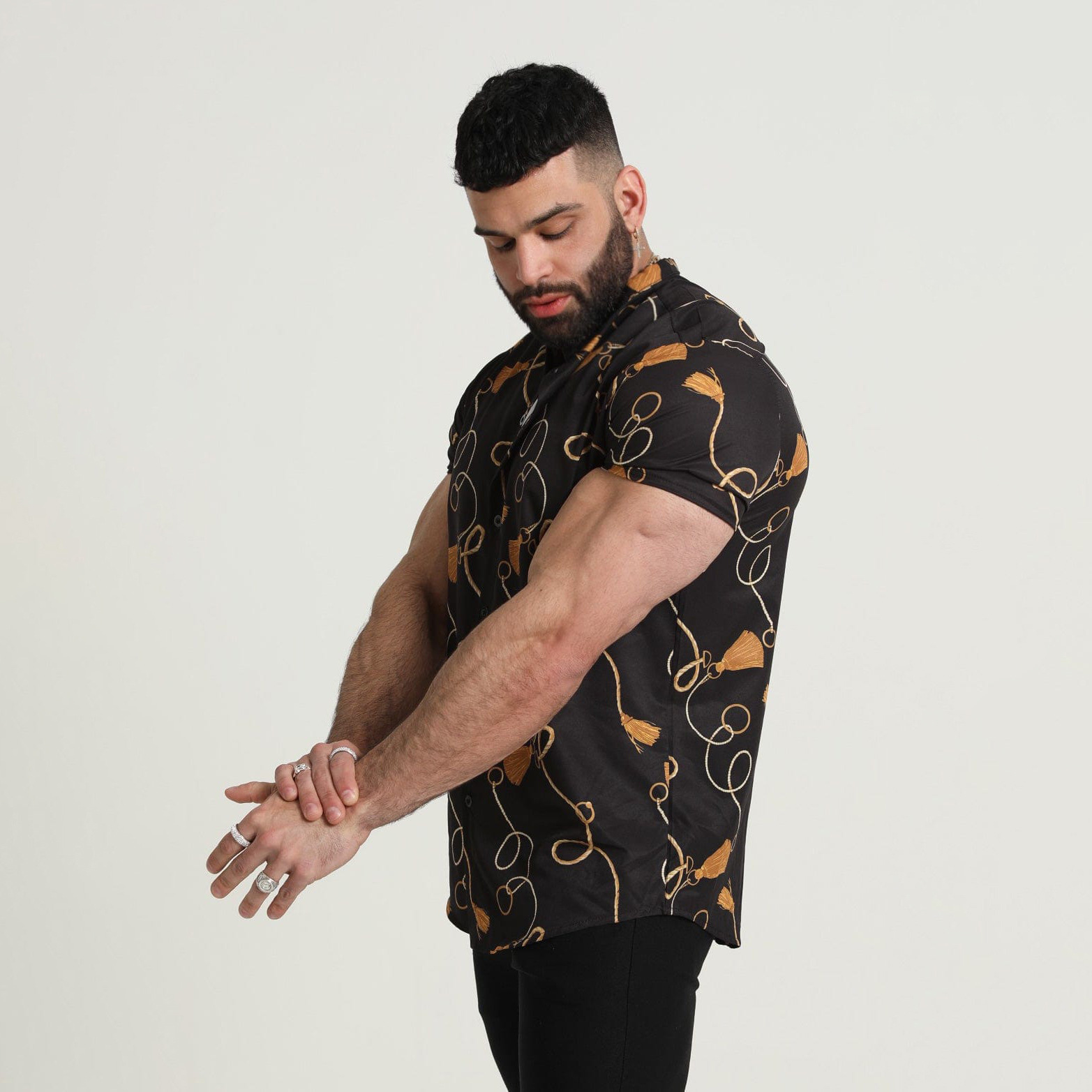 Men's Geometric 3D Printed Floral Short Sleeve Shirt 41