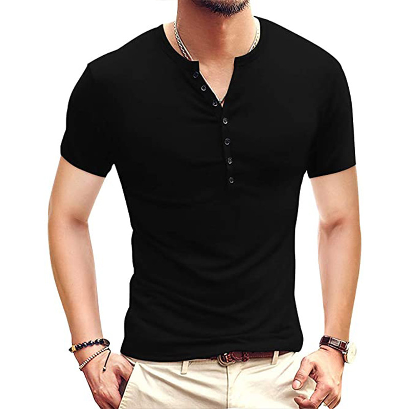 Men's Henley Short Sleeve T-Shirt 50 01