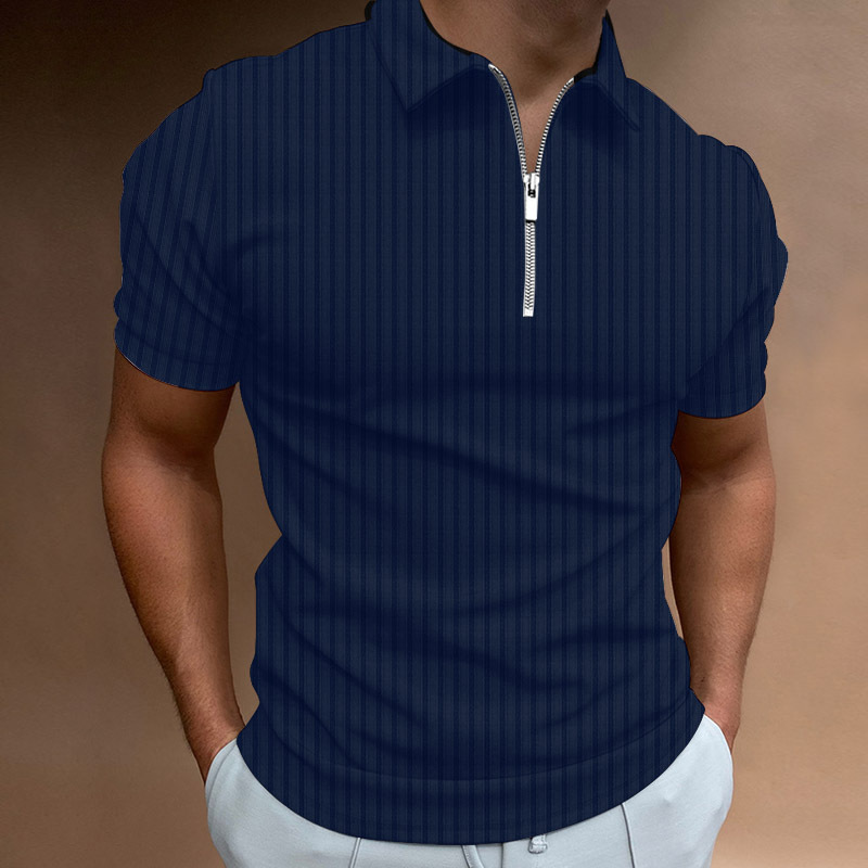 POLO shirt zipper striped men's polo shirt T-shirt 64