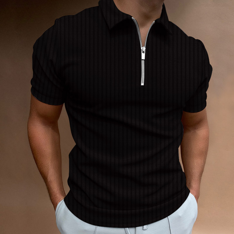 POLO shirt zipper striped men's polo shirt T-shirt 64